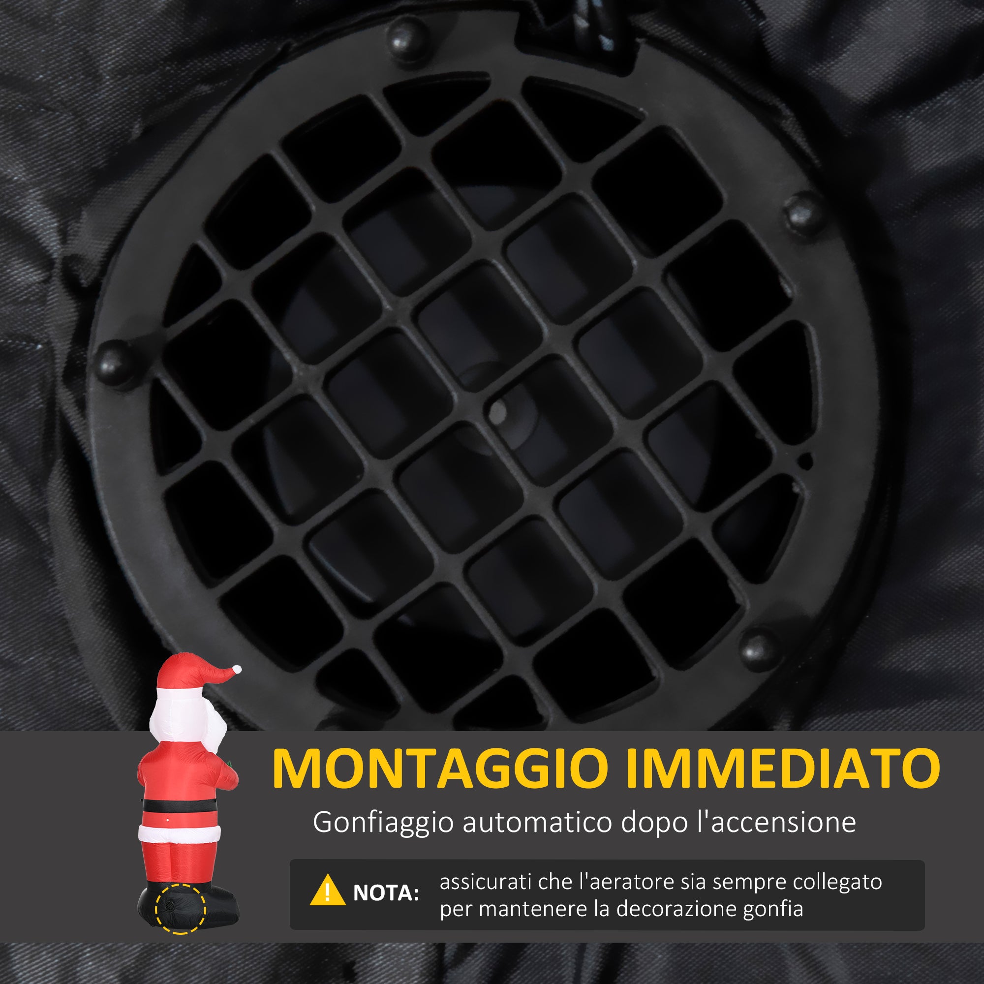 Inflatable Santa Claus with Gift, 3 LED Lights and Inflator Included, 77x68x184cm