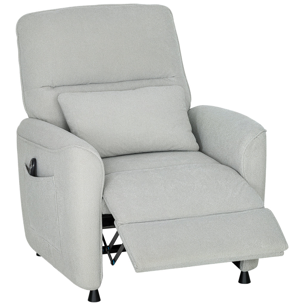 Recliner Chair with Heat, 8 Massage Points and 5 Modes, Chenille Fabric, Light Grey