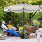Outsunny 2.7x2.4 m Round Garden Umbrella with Crank Handle, Metal and Polyester, Light Grey