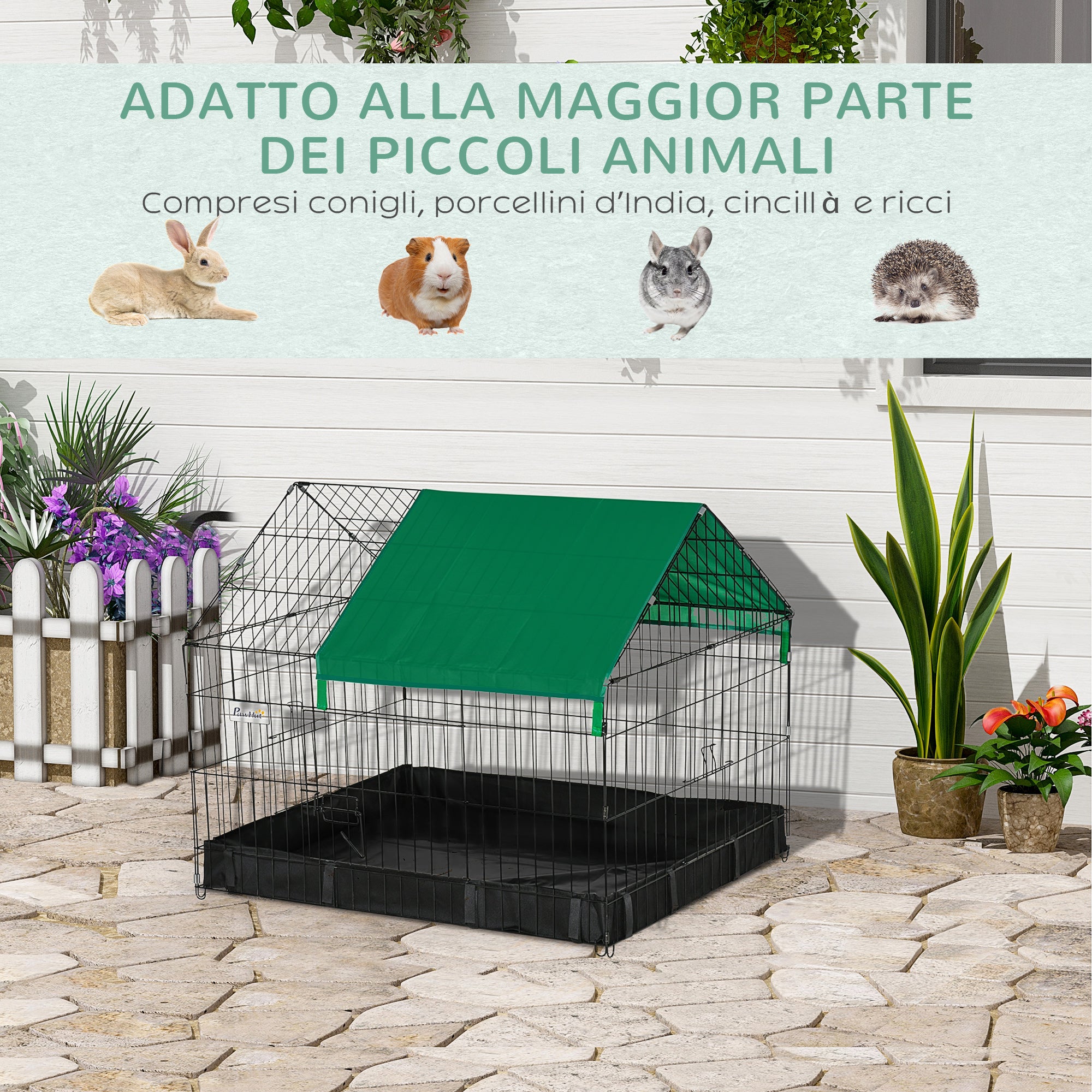 Rabbit and Guinea Pig Cage in Metal and Oxford Fabric 90x75x75cm
