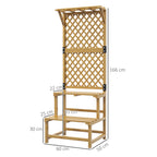 Outsunny Planter with 2-Tier Grille with Roof and Slatted Shelves, in Fir Wood, 60x50x166 cm - Borgè