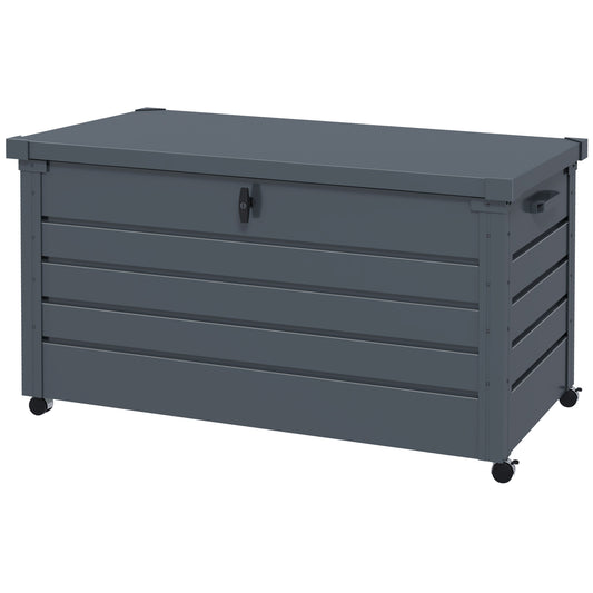 Outsunny Black outdoor 311L with lock and 2 handles, in galvanized steel, 120x62x66 cm, dark gray - Borgè