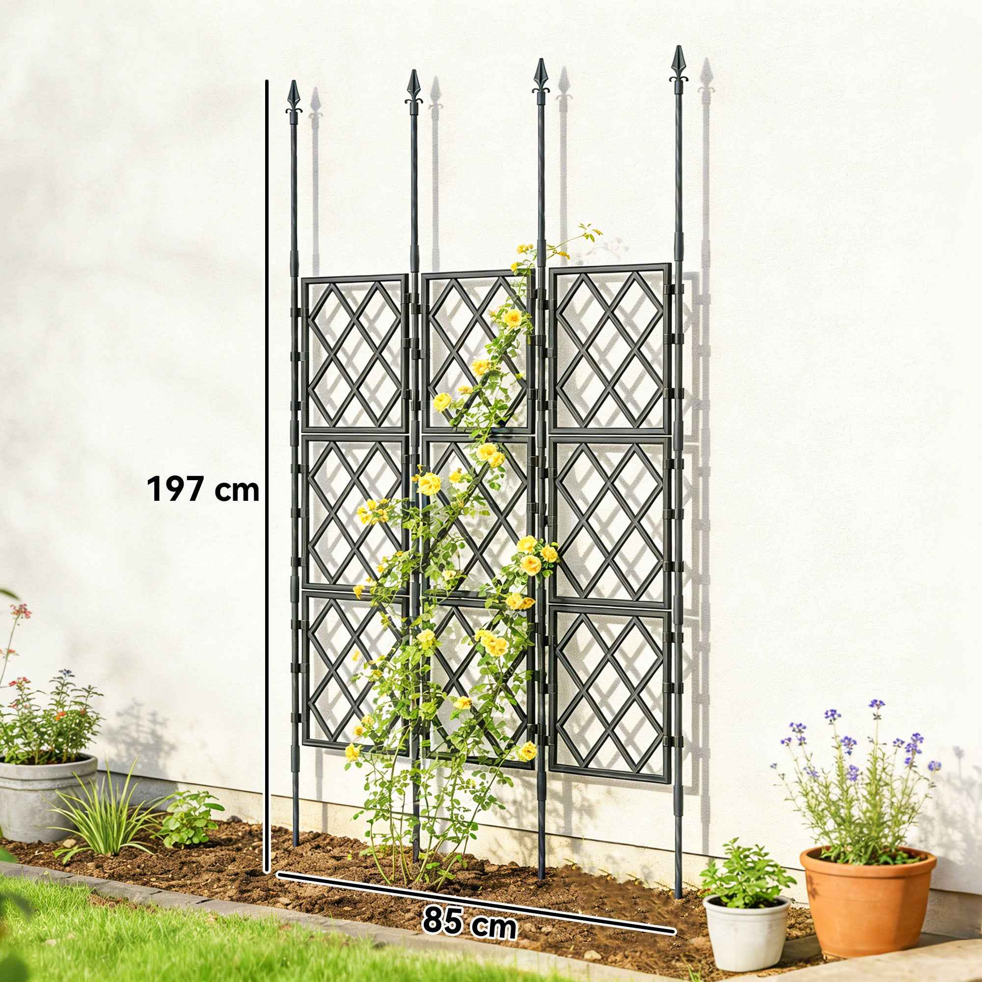 Outsunny Folding Outdoor Trellis in Steel and PP, 85x2x197 cm, Black