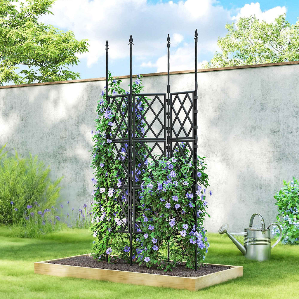 Outsunny Folding Outdoor Trellis in Steel and PP, 85x2x197 cm, Black