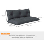 Outsunny 2-Piece Garden Cushion Set for Sofas and Pallets in Polyester with Thick Filling, Charcoal Grey