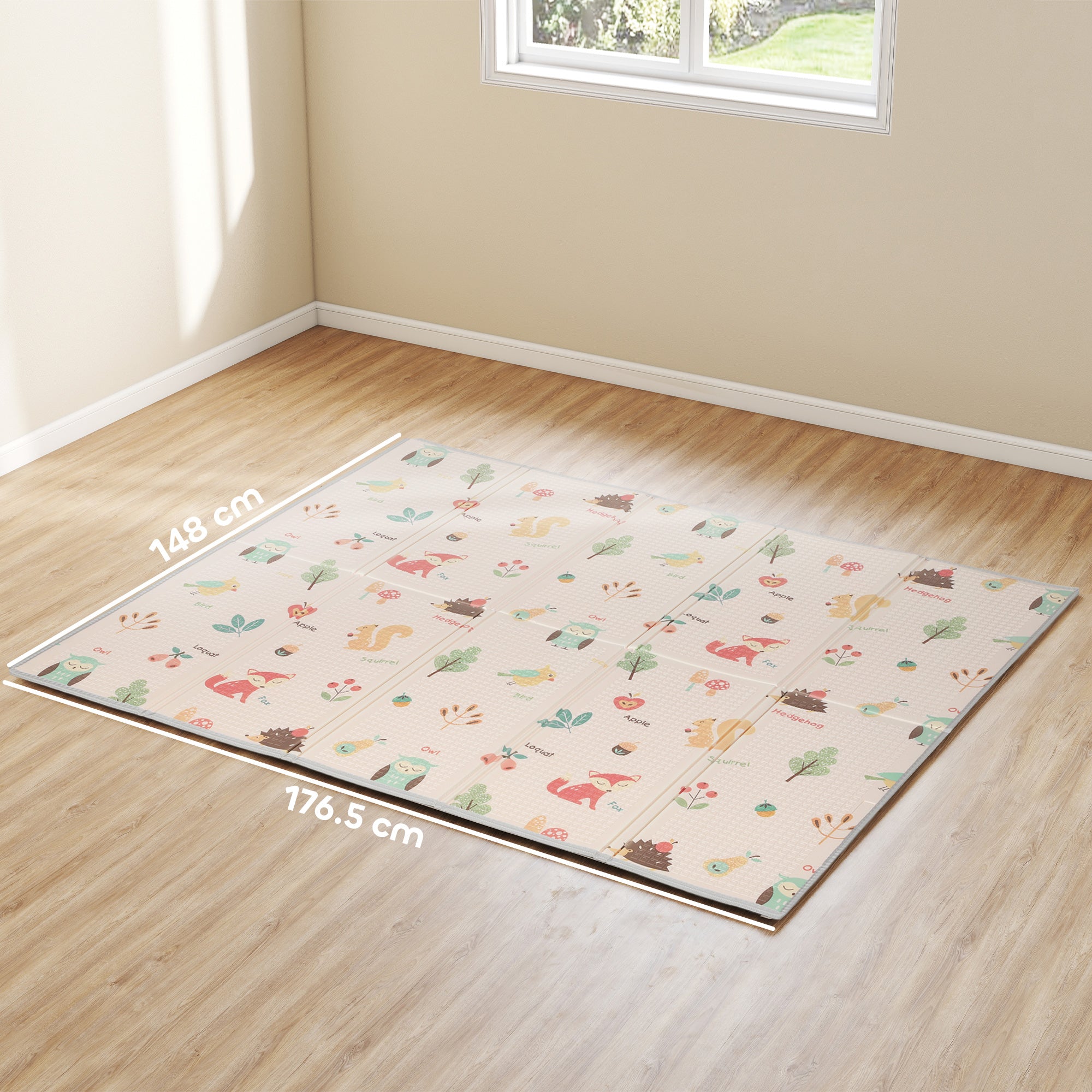 Children's Rug 0-3 Years Old with Numbers and Letters and Waterproof Surface, in Multicolored XPE, 176.5x148x1 cm