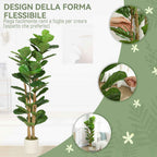 HOMCOM Artificial Green Fig Plant in PEVA and Wood with PP and Cement Container Pot, 50x50x150 cm