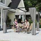 Outsunny Garden Pergola with Retractable Roof and Awnings, Metal and Polyester, 300x300x227 cm, Light Grey