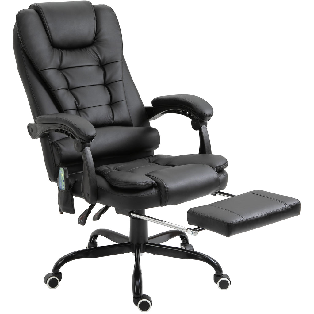 Office Chair with 7 Vibrating Points, Footrest and 155° Reclining Backrest, Black - Borgè
