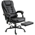 Office Chair with 7 Vibrating Points, Footrest and 155° Reclining Backrest, Black - Borgè