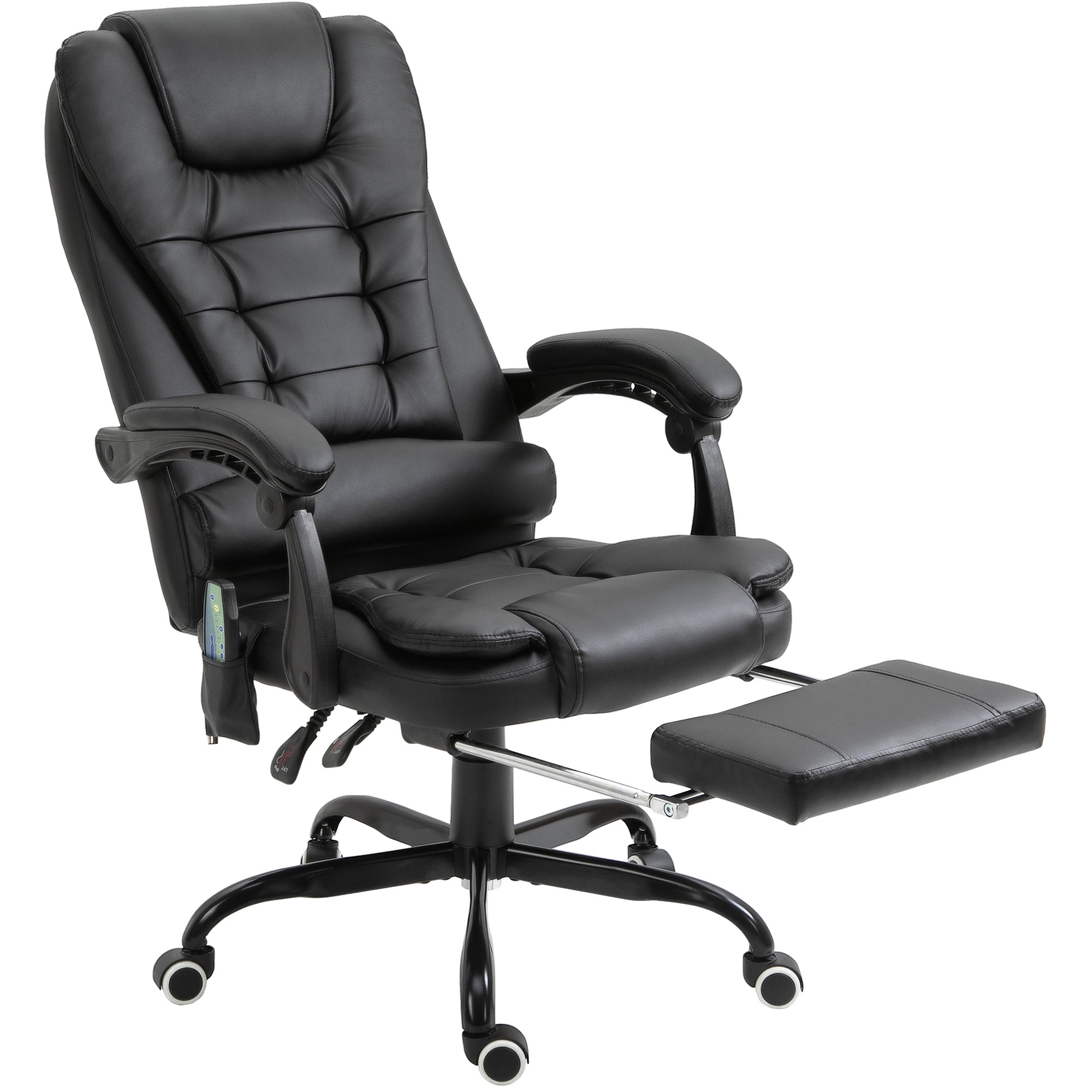 Office Chair with 7 Vibrating Points, Footrest and 155° Reclining Backrest, Black - Borgè