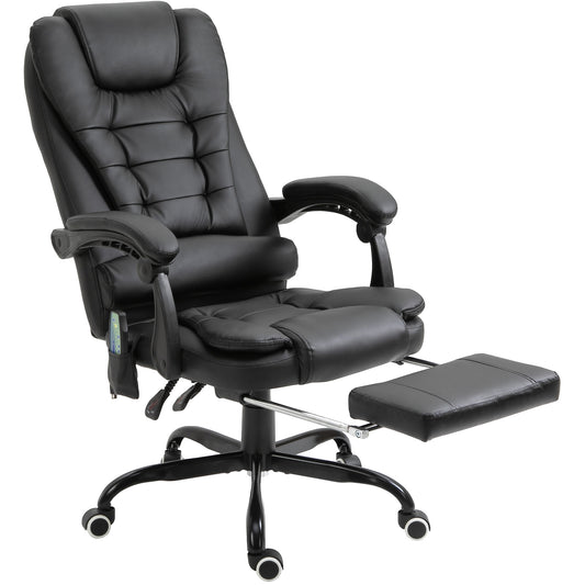 Office Chair with 7 Vibrating Points, Footrest and 155° Reclining Backrest, Black