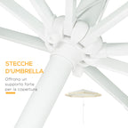 Garden Parasol with Tilting Crank and Pole 2 Sections, Polyester and Metal, 2.6x2.4 m, White