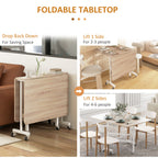 HOMCOM Modern Folding Table with 2 Leafs with Casters in MDF and Steel, 120x80x73cm, Brown - Borgè