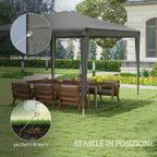 Outsunny 3x3m Folding and Portable Garden Gazebo for Parties with UV Protection Cover, Grey