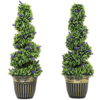 Set of 2 Artificial PE Spiral Plants, 90cm, with Pot Included, Green and Blue