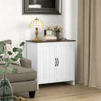 Modern 2-Door Kitchen Sideboard with Adjustable Wooden Shelf, 80x39.7x80cm, White