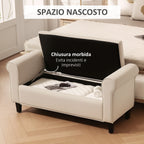 Velvet Fabric Bed End Bench with Storage Space and Armrests, 126x48.5x57 cm, Beige