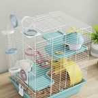 PawHut 3-Tier 12-Tube Hamster Cage with House, Ramp, and Accessories, Metal and Plastic, 34.5x27.5x41 cm, Grey