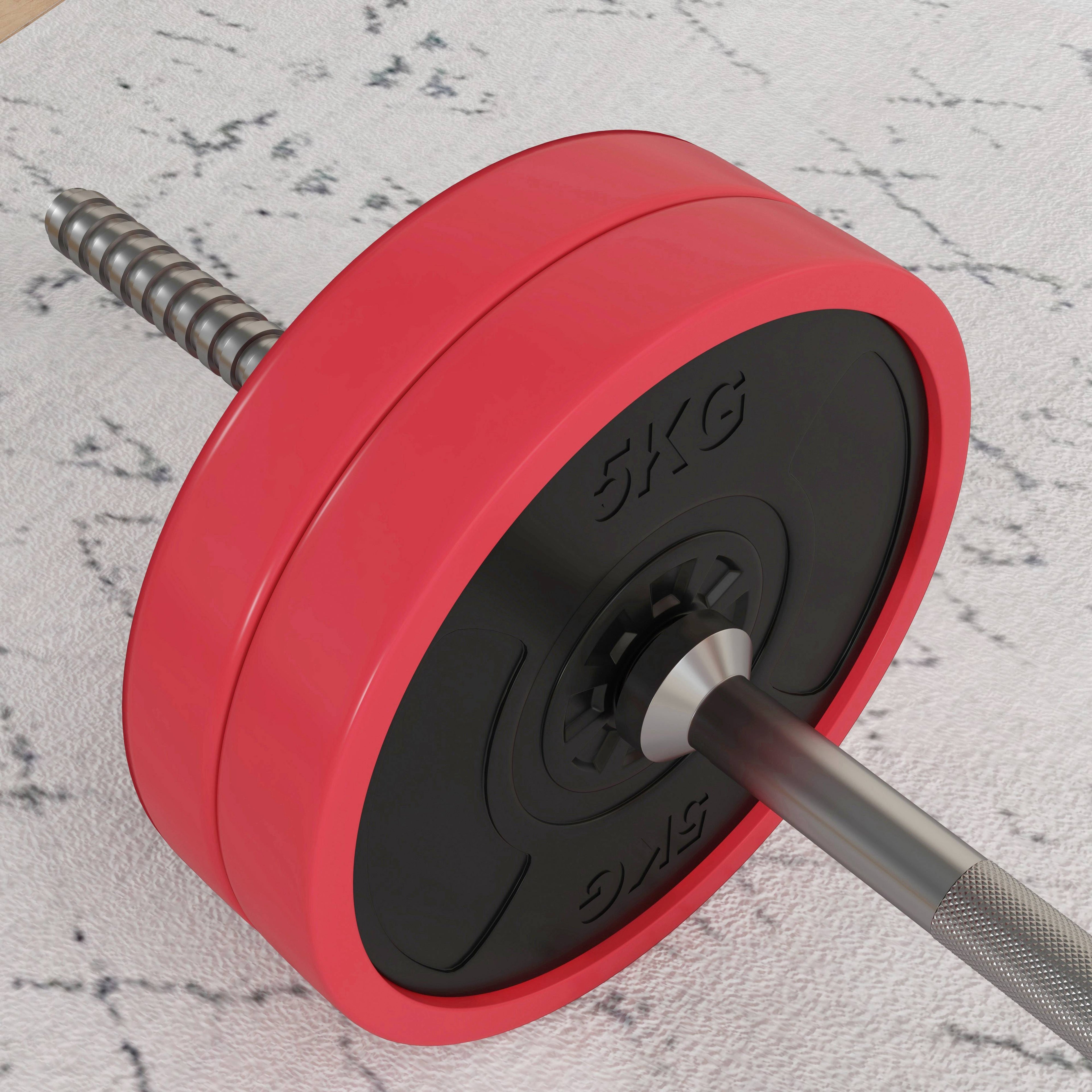 SPORTNOW Barbell and Disc Set 30 kg total with 6 Weights and 2 Nuts, in Metal, PU and Sand, 170x26x26 cm, Red