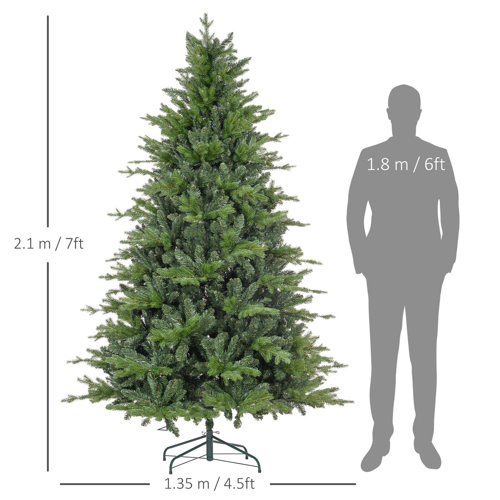 210cm Green Plastic Christmas Tree with Metal Base and 2445 Fireproof Branches