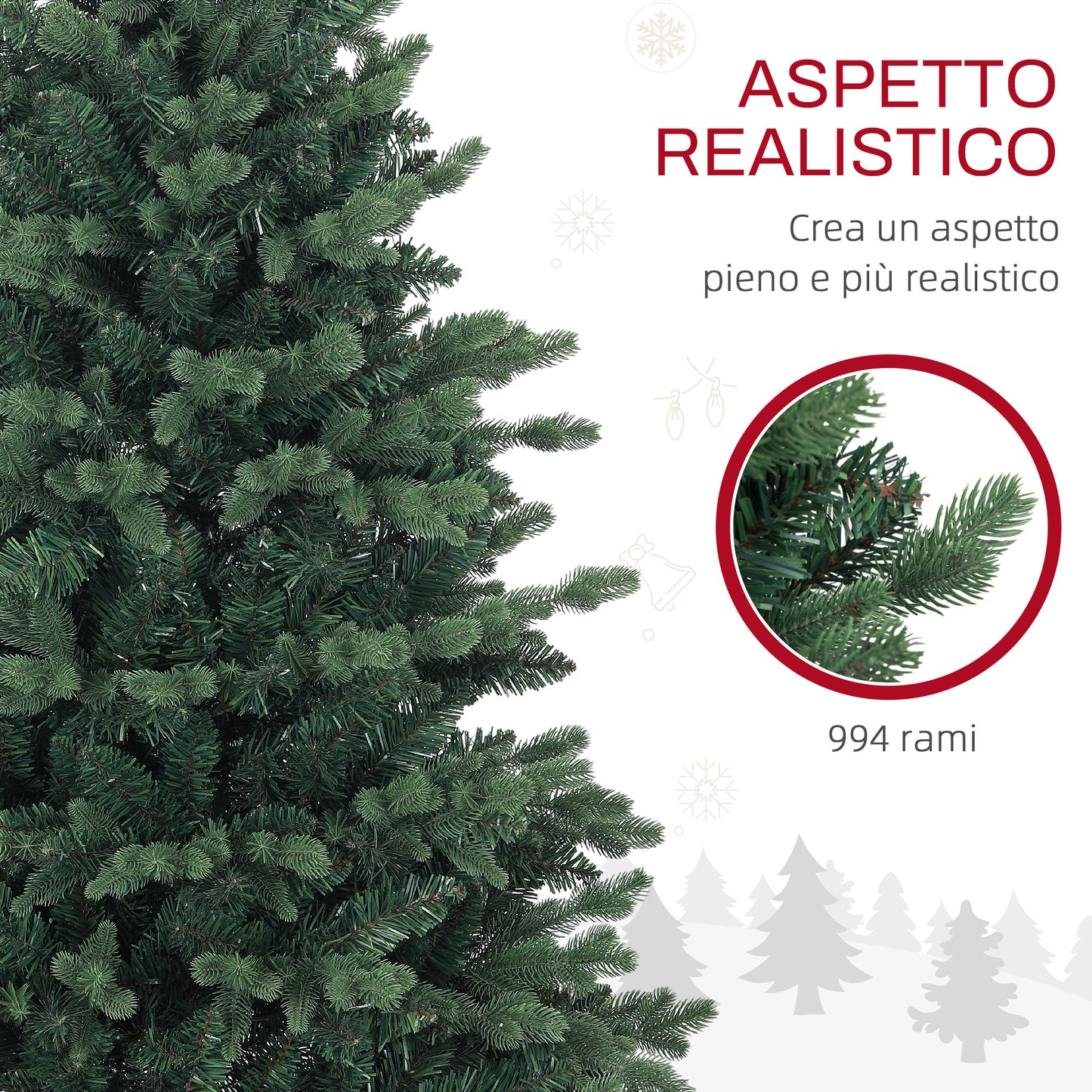 CHRISTMAS TREE - Artificial Christmas Tree 150cm Realistic with 994 Branches and Resin Base, Green