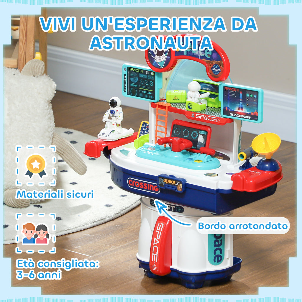 21-Piece Space-Themed Toy Workbench with Sounds and Lights, PP and GPPS, 45.5x24x52.5 cm