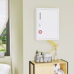 Wall Mounted Medicine Cabinet with 2 Shelves and 2 Keys, Steel, 40x15x53.5 cm, White