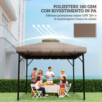 Outsunny 3x3m 2-Tier Gazebo Cover with 8 Drainage Holes, Khaki and Brown Polyester