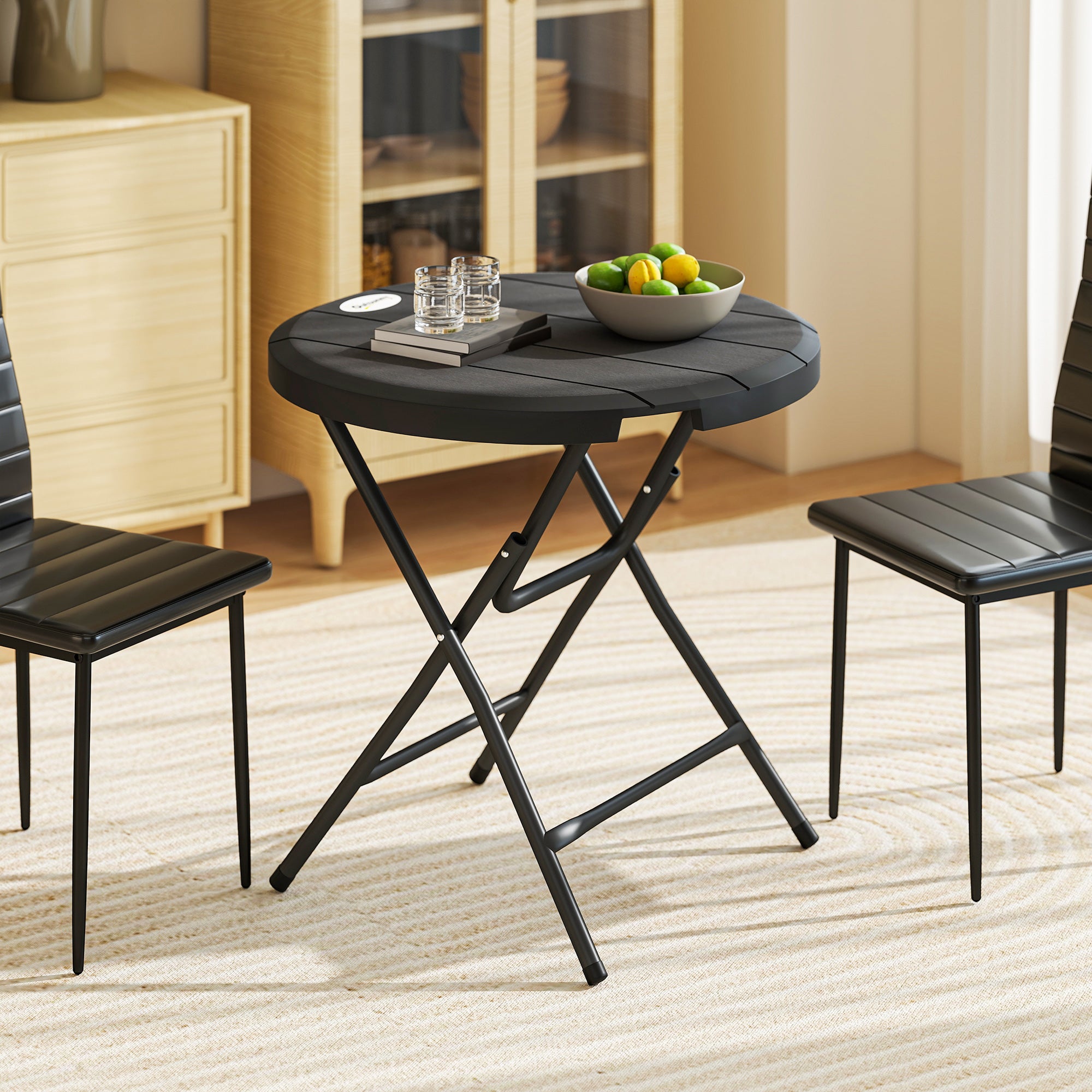 Outsunny Round Folding Garden Table for 4 People in Aluminum and HDPE Plastic, Ø80x73 cm, Gray