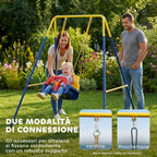 AIYAPLAY Garden Swing Frame with 2 Hooks, Steel, 128x155x157 cm, Yellow and Blue