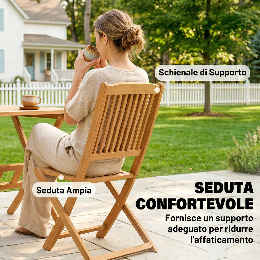 Outsunny 5-Piece Garden Dining Set, Table and 4 Folding Chairs