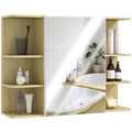 Bathroom Mirror with 2-Tier Cabinet and 6 Open Compartments, 80x20x59 cm, Wood