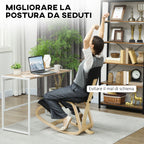 Rocking Kneeling Chair in Linen-Effect Fabric and Birch Wood, 51x84x93 cm, Black