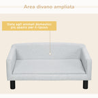Velvet Dog Sofa with Cushion, Armrests and Backrest, 82 x 54 x 36 cm, Light Grey