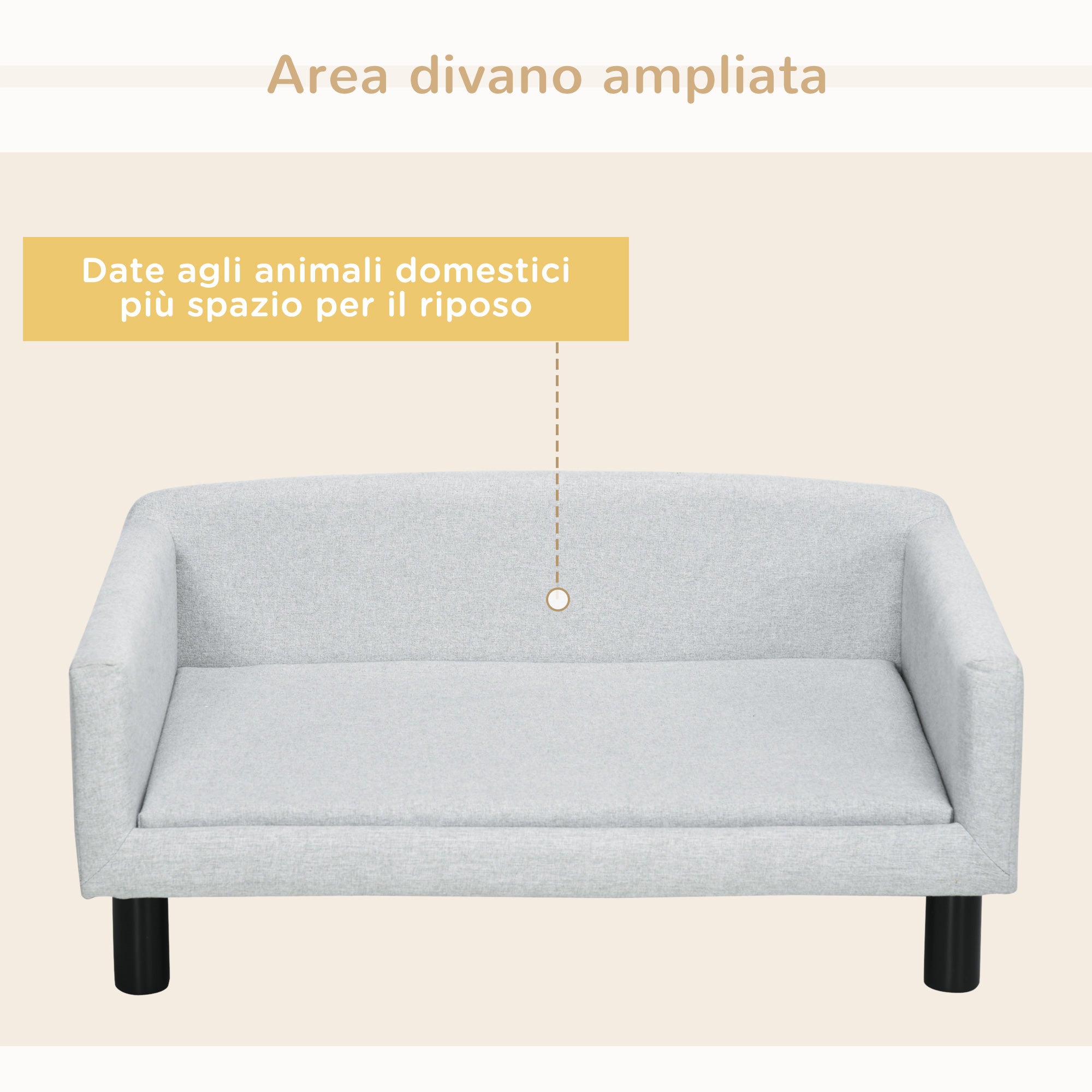 Velvet Dog Sofa with Cushion, Armrests and Backrest, 82 x 54 x 36 cm, Light Grey