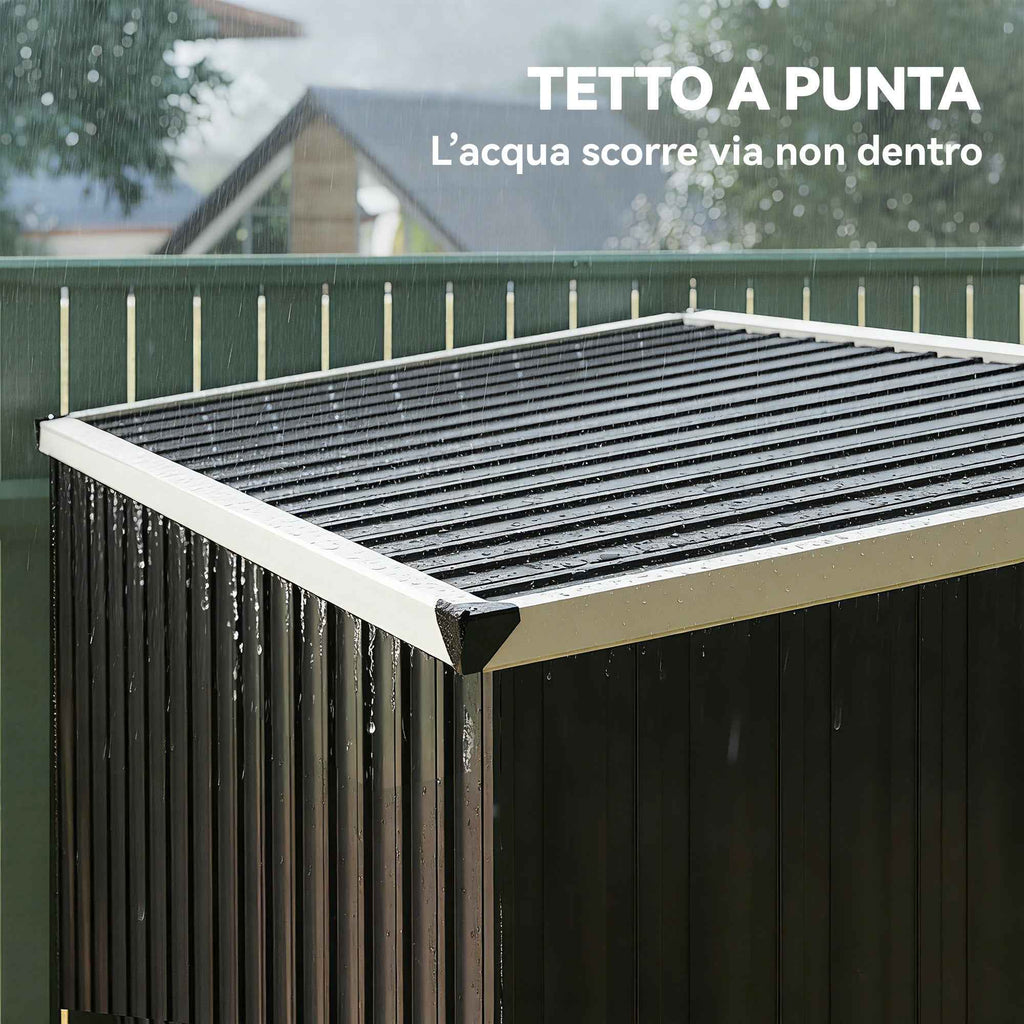 Outsunny Galvanized Steel Garden Shed, Lockable Door, 231 x 125 x 162 cm, Grey