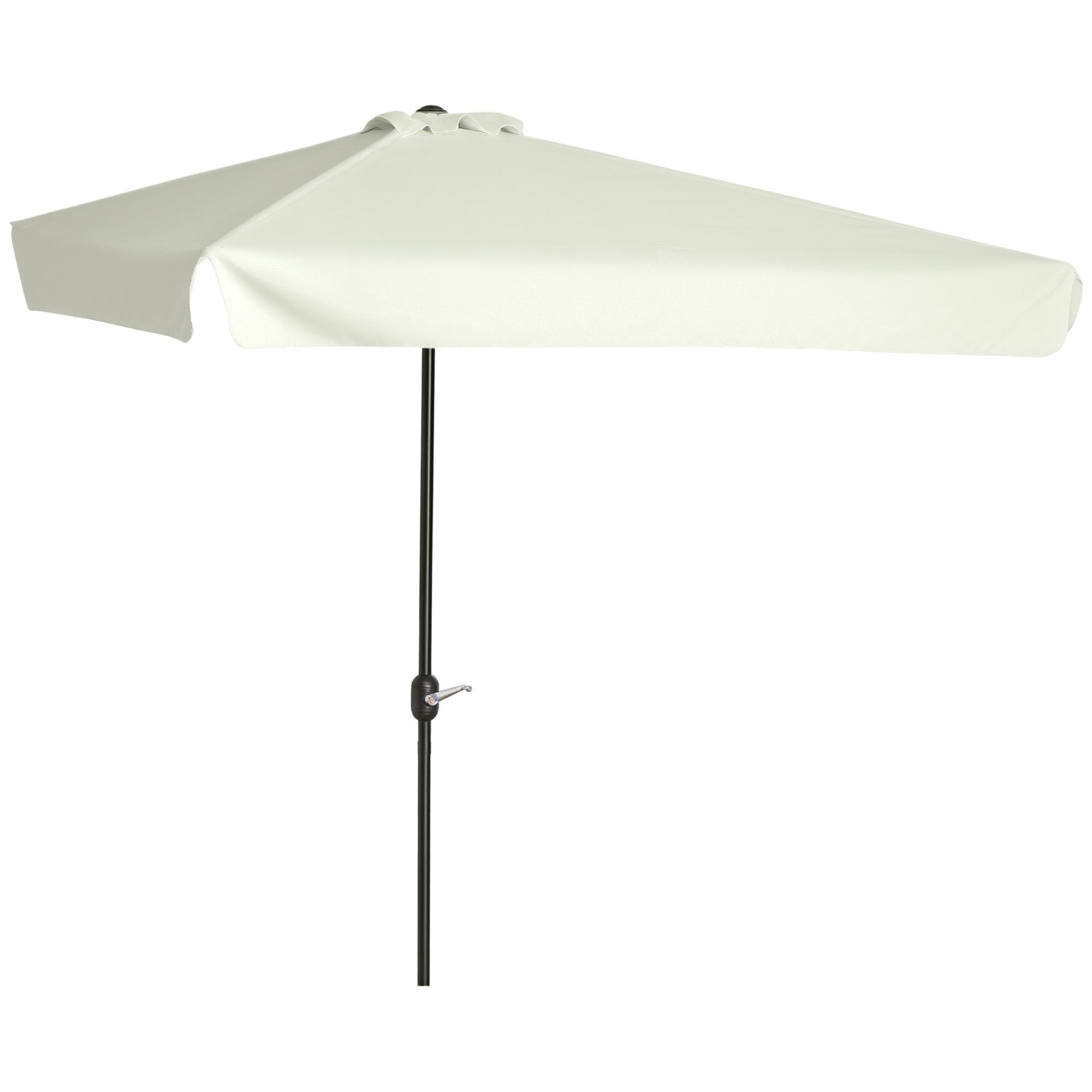 Outsunny Semicircular Wall Mounted Patio and Garden Umbrella with Crank Handle, 2.5x2.3m, Cream