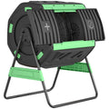 Outsunny 200L Double Chamber Home Composter with 8 Air Vents, PP and Metal, 94x67x98 cm, Green and Black