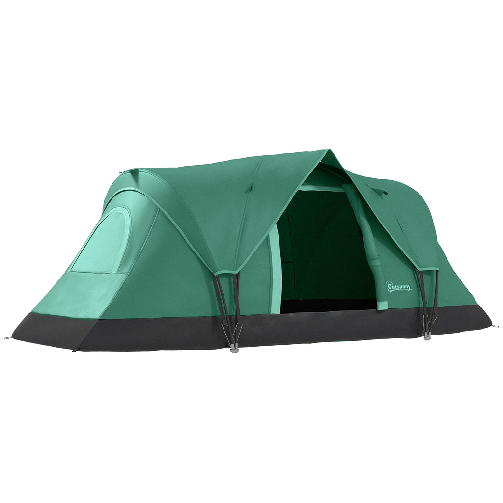 4-Person Water-Repellent Camping Tent with UV Protection, Fiberglass Poles, 4.55x2.3x1.8 m, Green