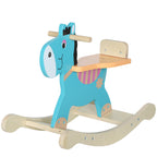 Donkey Rocking Horse for Children with Wide Base, Wooden, 59x27x43 cm, Dark Green and Orange