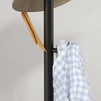 Freestanding Coat Rack with 6 Steel Disc Hooks and Slate Base, Black