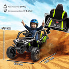 AIYAPLAY Electric Ride-On Toy Car for Children 3-5 Years Old, 12V, Licensed by KAWASAKI, Dual Motor, Remote Control and Music, Black
