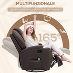 Reclining Massage Chair with 8 Massage Points and 5 Modes, 84x92x109cm, Dark Brown