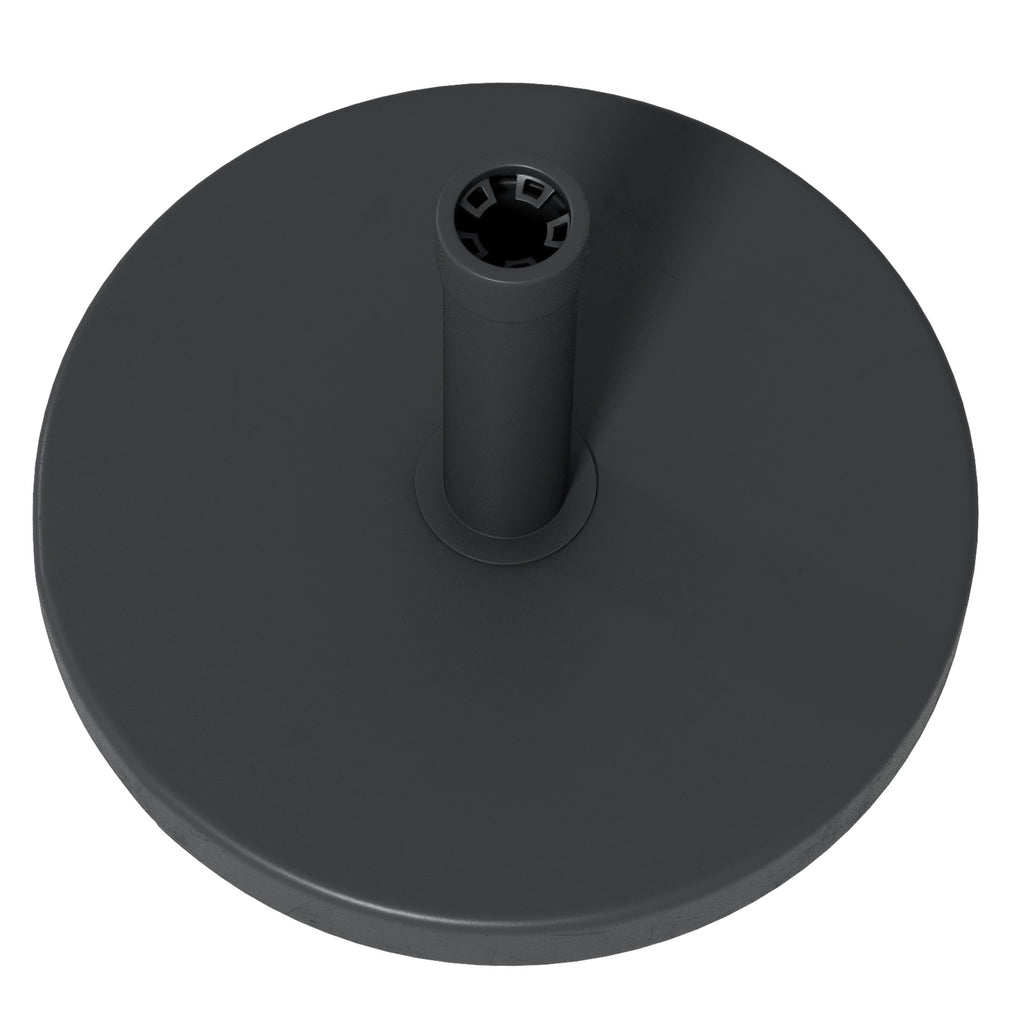 15kg Round Umbrella Base for Ø24-38mm Poles, Plastic and Concrete, Ø46.5 cm, Black