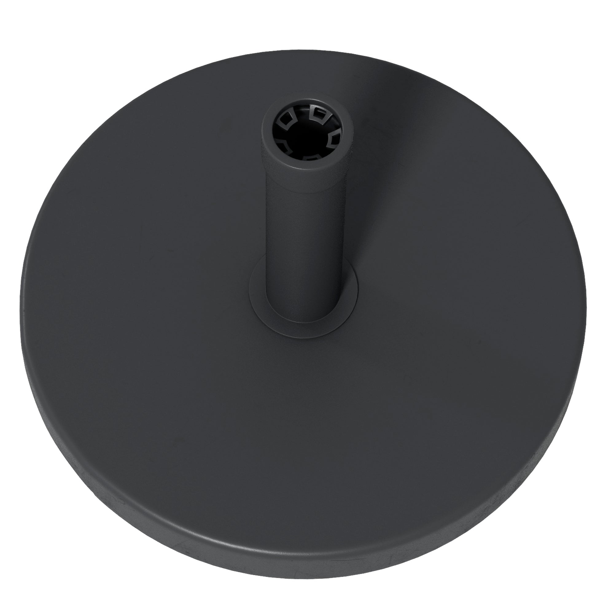 15kg Round Umbrella Base for Ø24-38mm Poles, Plastic and Concrete, Ø46.5 cm, Black