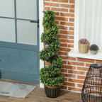 HOMCOM Set of 2 Artificial Boxwood Spiral Plants with UV Protection and Lavender, 115cm, Green and Blue