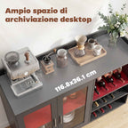 HOMCOM Wine Rack with LED Light and Adjustable Shelf, Wood and Glass, 120x38x88 cm, Black