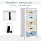 Vintage Chest of Drawers Cabinet with 5 Drawers Shabby Style Bathroom, Entrance, Bedroom 46 × 34 × 97.5cm White