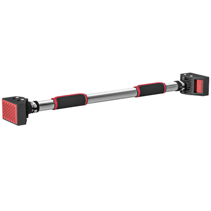 SPORTNOW Adjustable Width Pull-Up Bar with Non-Slip Grips, 75-92x10x7 cm, Red and Black